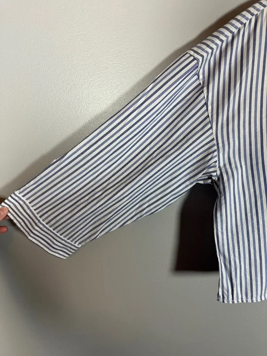 Everlane Cropped Striped Cotton Button Down The Woven PJ Top NWT Medium - Picture 8 of 13